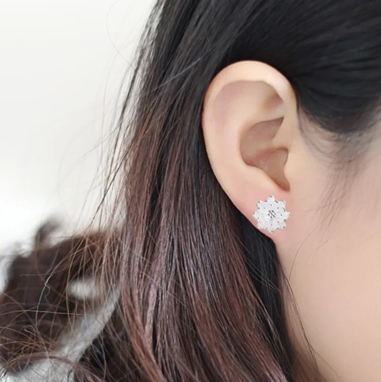 Lotus Cherry Серьги с соцветиями аксессуары 925 ювелирные изделия серебряные серьги-гвоздики для женщин красивые роскошные ювелирные изделия подарок