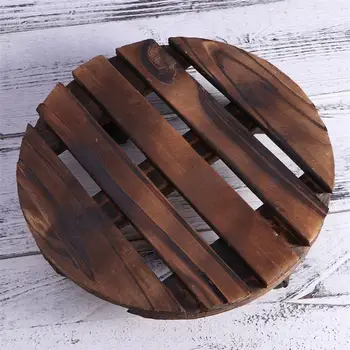 

Wooden Movable Plant Flower Pot Stand with Wheels for Outdoor Home Garden