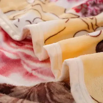 Plaid for Beds Flower Printed Coral Fleece Blanket on the Bed Soft Warm Flannel Bedspread on Bed Queen/King Blanket for Winter 2