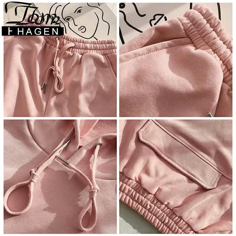 Женский спортивный костюм из двух предметов розовая толстовка в полоску с