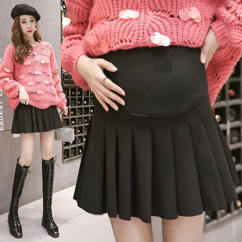 

Pregnant Women Autumn And Winter New Style Pleated Skirt Versatile Short Skirt Double-Sided Plush Thin ban shen ku Woolen Matern