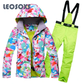 

LEOSOXS Latest Children's Ski Suit Winter Waterproof Super Warm Colorful Girl And Boy Snow Ski Jacket And Pants Snow Boy Jackets