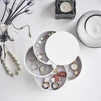 

4 Layers Jewelry Storage Box 360 Degrees Rotary Holder Jewelry Organizer For Earrings Rubber Band Bracelet Small Organizer Box