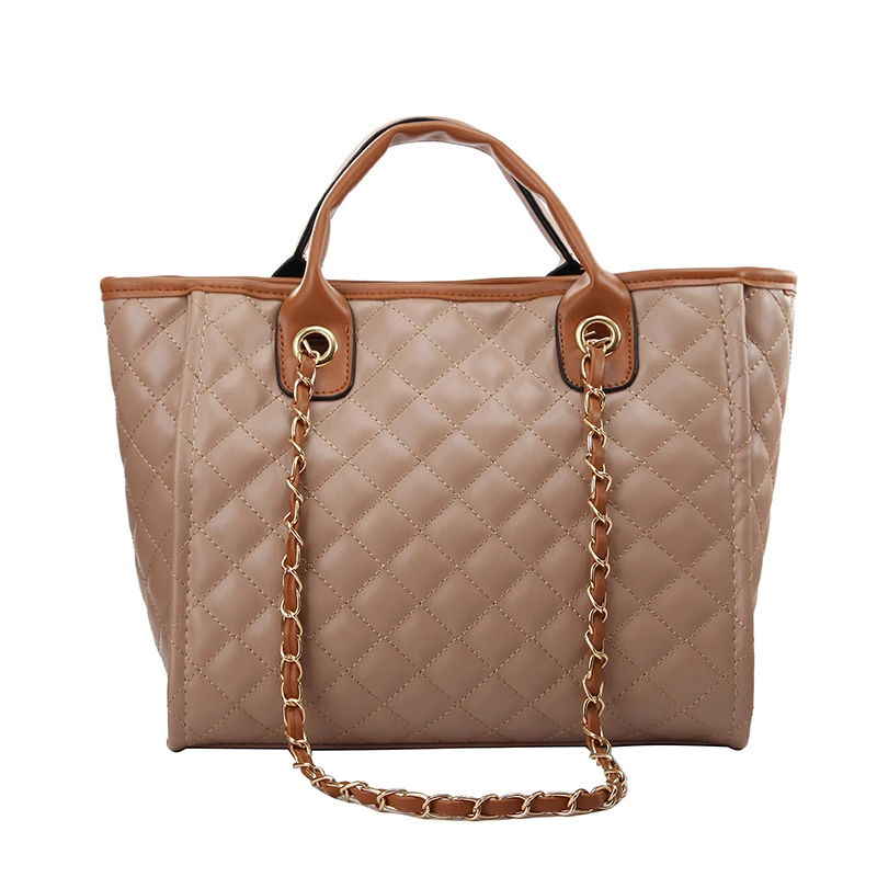 Высокая емкость сумки на плечо для женщин дизайнерские качественные роскошные сумки женские сумки Элегантные однотонные цепи клетчатая ручная сумка