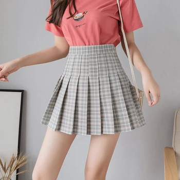 

Avocado green Plaid Skirt Women Kawaii Harajuku Mini Pleated Skirt Korean Uniform Midi Skirt High Waist Sexy Female Bottoms