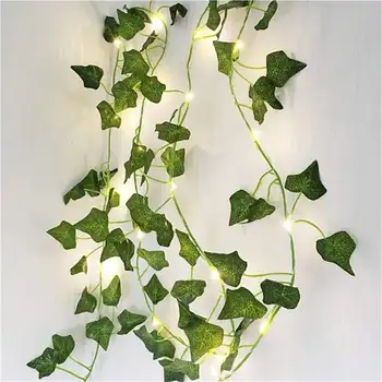 

2M Artificial Plants Led String Light Creeper Green Leaf Ivy Vine For Home Wedding Decor Lamp DIY Hanging Garden Yard Lighting
