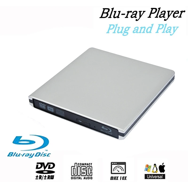 Внешний Blu Ray DVD привод 3D USB 3 0 Портативный Bluray CD горелка RW ряд для ОС Windows 7 8 10 Linxus PC |