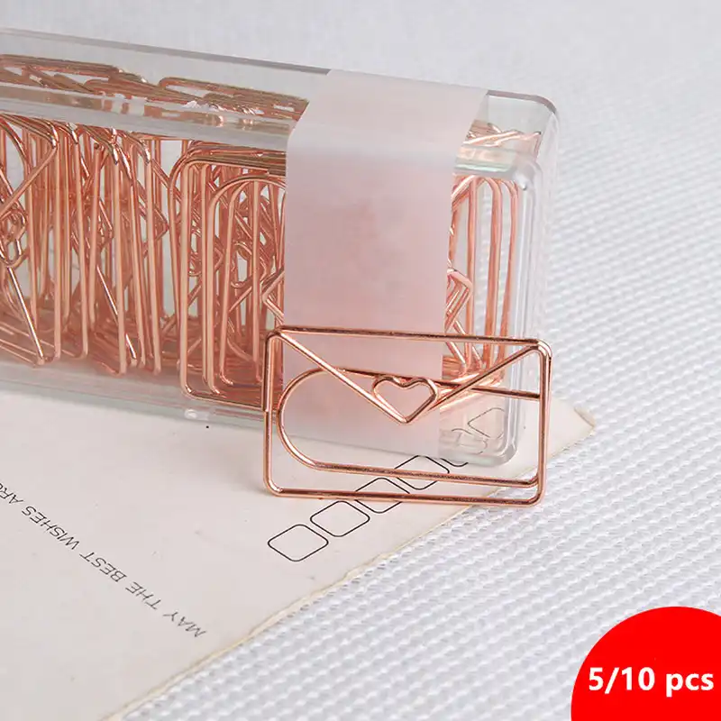 Heart Shape Paper Clip Creative Rose Gold Special Shaped Modeling Clip Metal Office Accessories Metal Paper Clips Bookmark Aliexpress