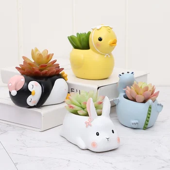 

Animal Bonsai Pot Flowerpot Resin Craft Succulent Plant Vase Elephant Bear Rabbit Planter Pot Home Decor 1