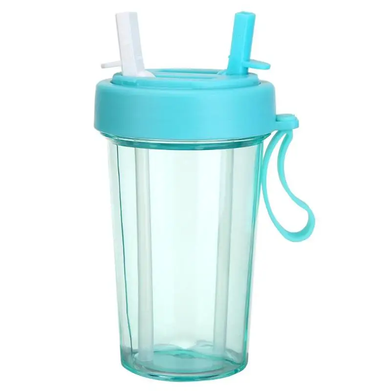 Портативная двойная соломинка бутылка для воды для путешествий на открытом воздухе герметичная чашка двойного назначения