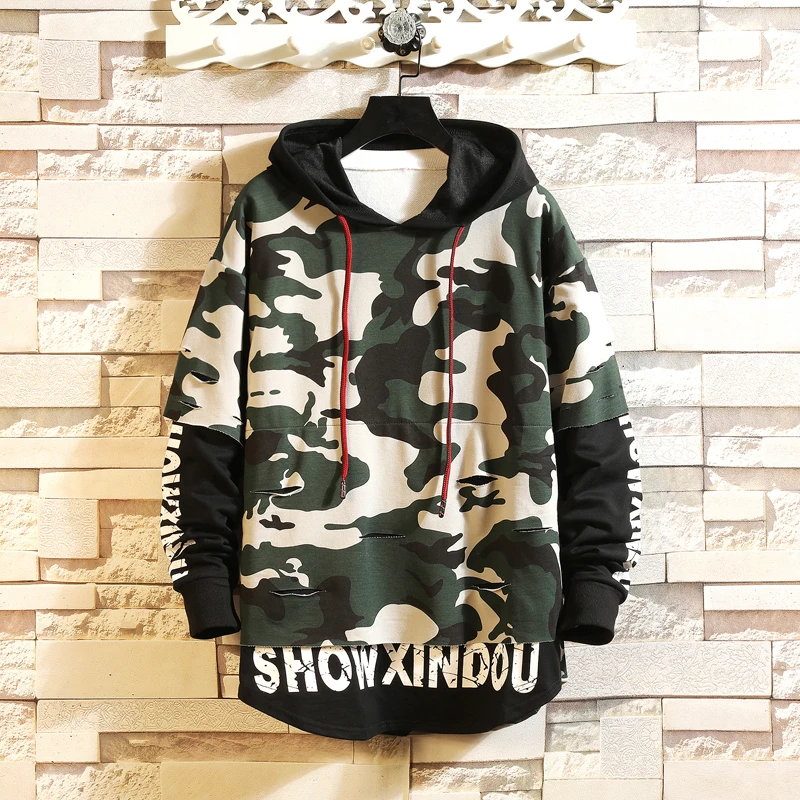 

Camouflage Style Autumn Spring 2020 Hoodie Sweatshirt Mens Hip Hop Punk Pullover Streetwear Casual Fashion Clothes