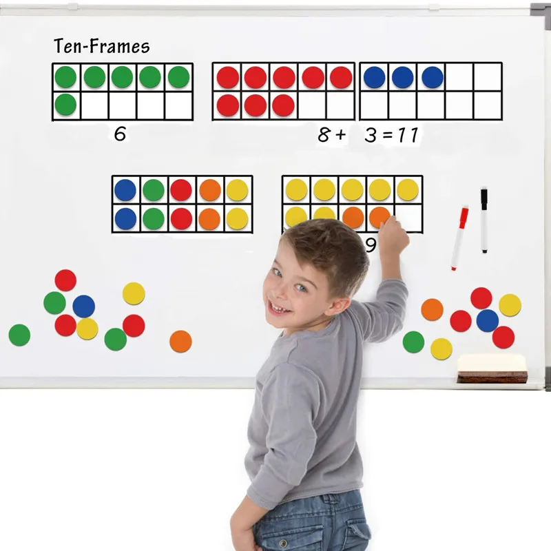 Educational toys math toys magnetic toys Magnetic Ten Frames Set Math Manipulative for Elementary Classroom & Kindergarten Magnetic Math Counters for Kids Games