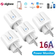 16a ue zigbee temporizador inteligente plug power metering para alexa tomada de controle voz funciona com tuya zigbee smartthings zigbee hub