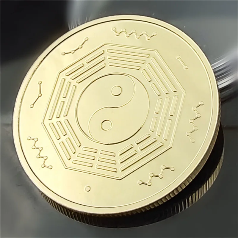 

Chinese Foreign Tongbao Taiji bagua Sign Gold COPY Coin Feng shui Replica Lucky Coins for Fortune Collectibles monedas