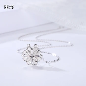 

Heart-shaped pearl shell ever-changing four-leaf clover items decorated with crystal zircon heart-shaped pearl Necklace