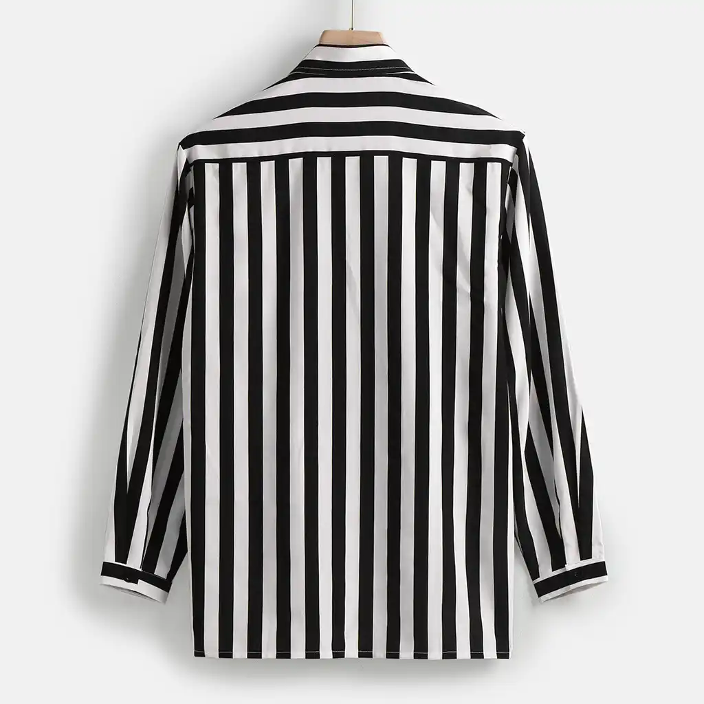 black and white striped button down dress