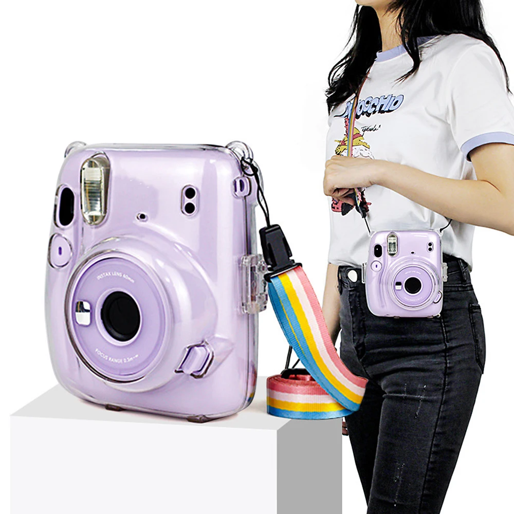 Чехол для камеры Instax Mini 11 защитный прозрачный чехол регулируемый Радужный