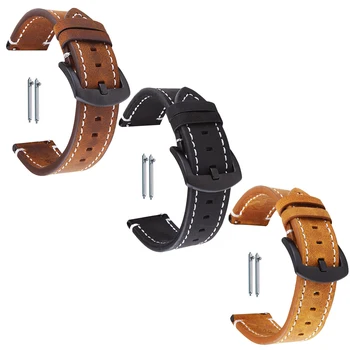 

Gosear Universal Vintage Genuine Leather Watch Strap Band Wristband with Quick Release Pins for Men Women 18mm 20mm 22mm Width