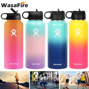 

32oz Stainless Gradient Steel Water Bottle Flask Water Vacuum Insulated Wide Mouth Portable Thermal Outdoor Color Sports Space