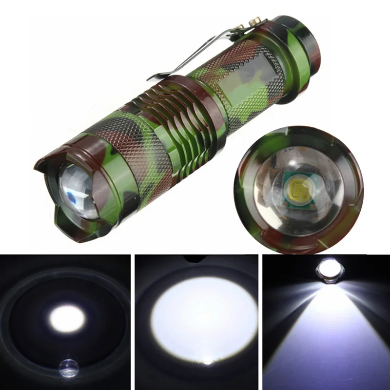 Mini CREE Q5 LED Flashlight Torch 7W 1200LM Adjustable Focus Zoomable Light Lamp 