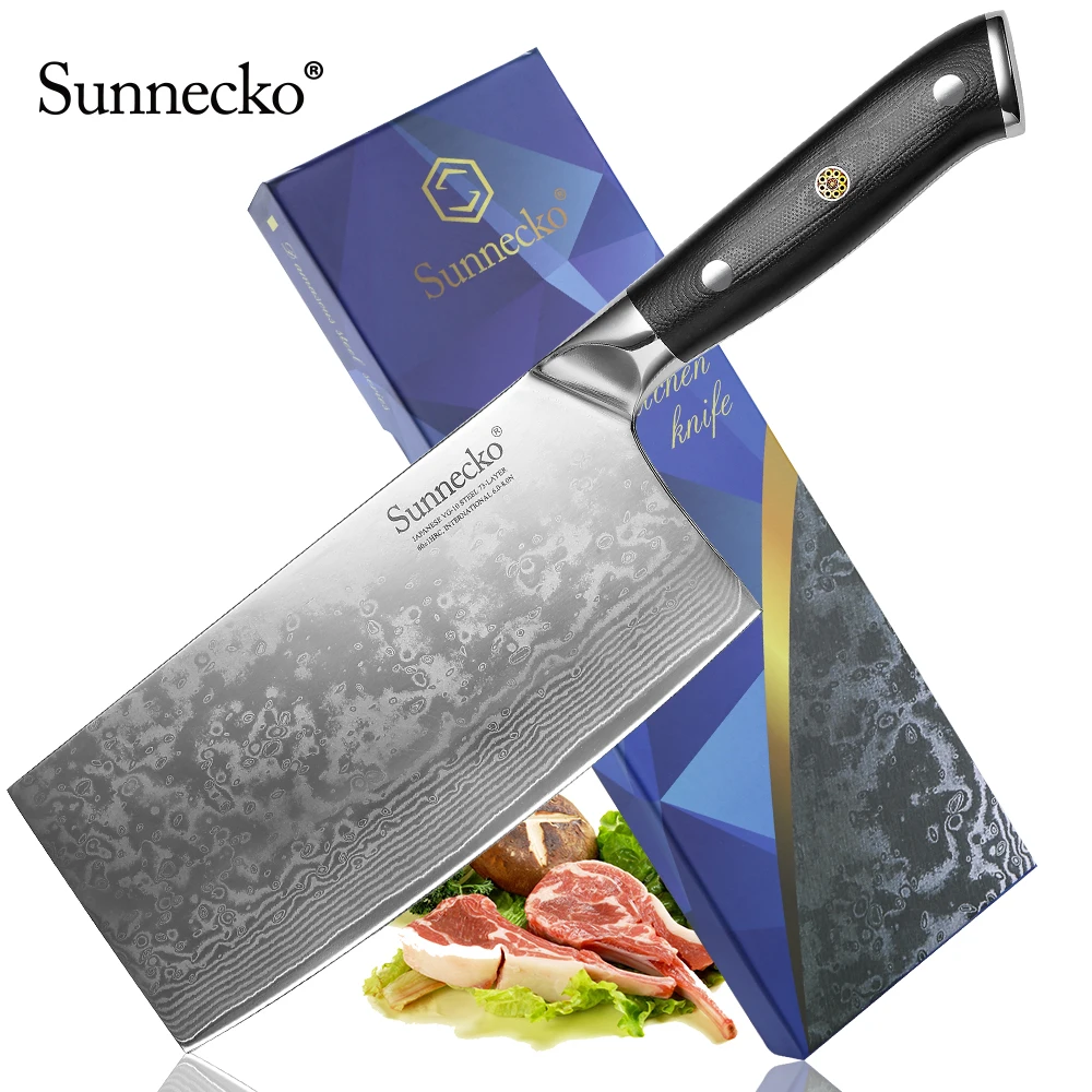 Кухонный нож шеф повара Sunnecko VG10 японские лезвия из дамасской стали режущий для 7