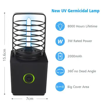 

Portable Rechargeable Ultraviolet UV Sterilizer LED Light Germicidal Disinfection Lamp 360 Degrees Ozone Aanti Bactericidal