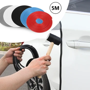 

1PCS 5M Car Door Strips Rubber Protective Strips Flexible Auto Vehicle Side Doors Moldings Adhesive Scratch Protectors