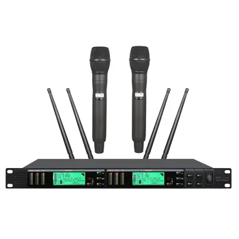 

UHF 2 Channel Wireless Handheld Microphone System True Diversity UHF Wireless Microphone System Metal Receiver with 2 Handheld