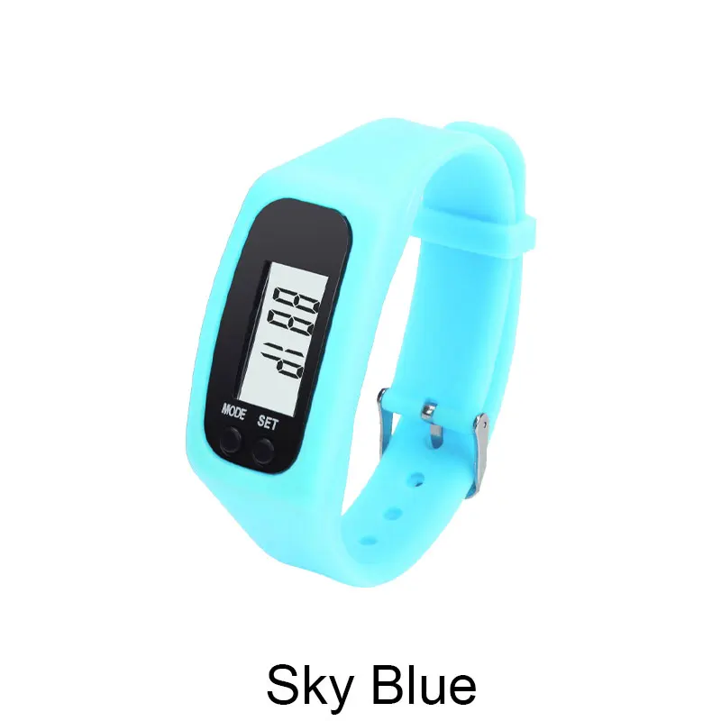Sky blue Большой срок службы батарея Многофункциональный 6 цветов цифровой ЖК-дисплей шагомер Бег Шаг Калорий ходьбы Счетчик Высокое качество фитнес - Color: Sky blue