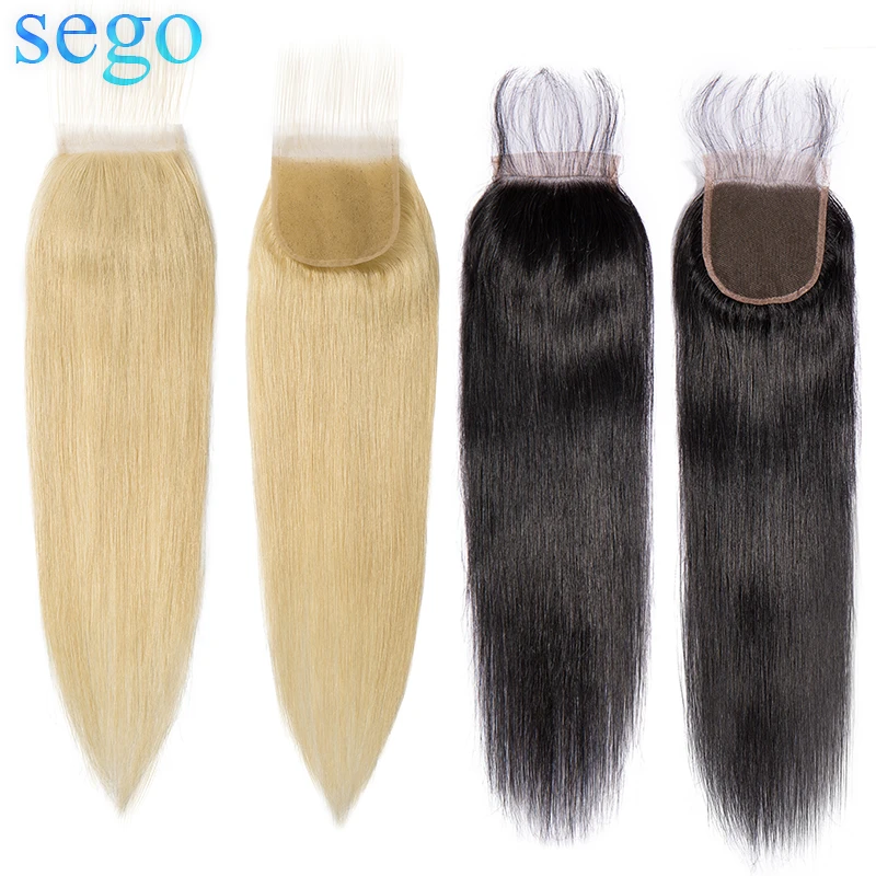 

Brazilian Pure Color Straight Hair Closure 4"*4" 8-20 Inches Human Hair Lace Closures Non-Remy Hair Free Part 100g/pcs 613# 1B#