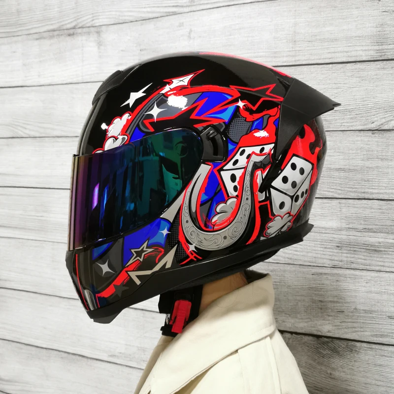 

Motorcycle Helmet Motocross Anti-collision Helmet Cascos Para Moto Long Tail Double Lens New Professional Racing Car
