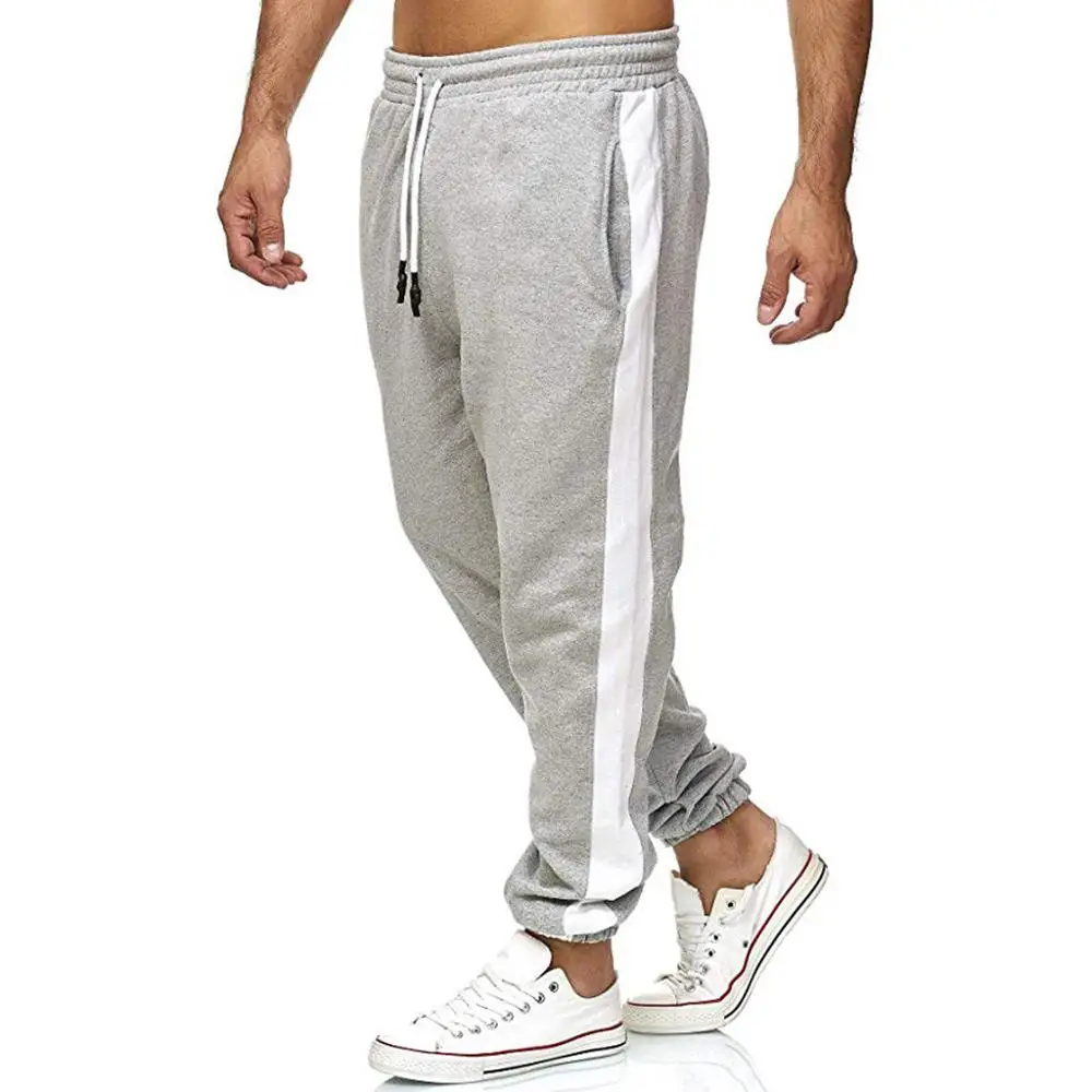 Winter Cotton Sweatpants Long Pants Solid Men Straight Pants Basketball Run Football Jogging Men Fitness Sport Trousers s26 - Цвет: Gray white