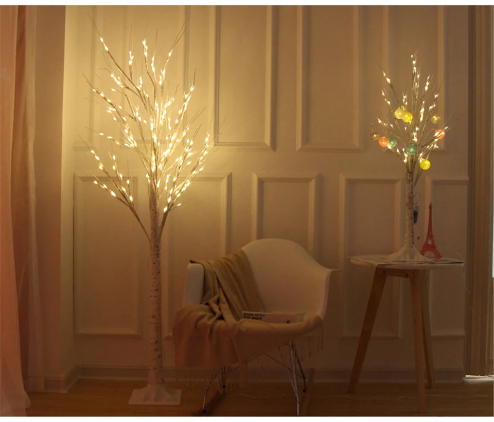 Белая Березовая лампа, Ночной светильник, рождественские украшения для дома, светодиодный светильник ing, фестиваль, для внутреннего отдыха, США, ЕС, CN, USB, водонепроницаемый