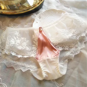 

Wavavio 2019 New Plus Size Princess Lovely Cute Girl Lolita Kawaii Sexy Embroidery Satin Lace Panties Women's Underwear brief