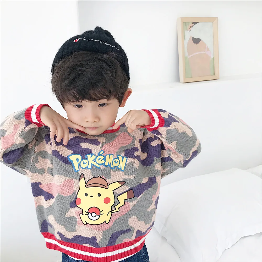 Tonytaobaby/осенне-зимняя одежда новая детская одежда для мальчиков Камуфляжный вязаный хлопковый свитер с рисунком Свитера для девочек