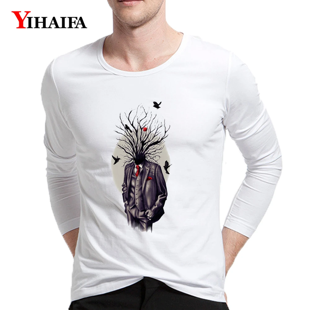 Повседневная мужская футболка Cerative Tree Man бейсбольная Футболка с длинным рукавом