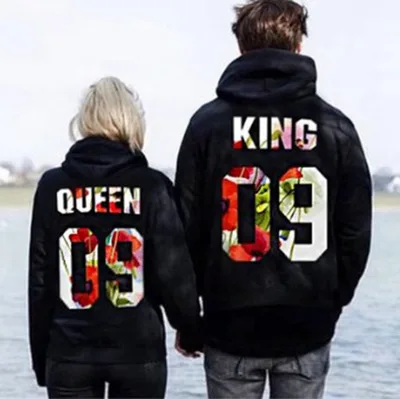 Толстовка с капюшоном QUEEN KING черная толстовка длинными рукавами и надписью на