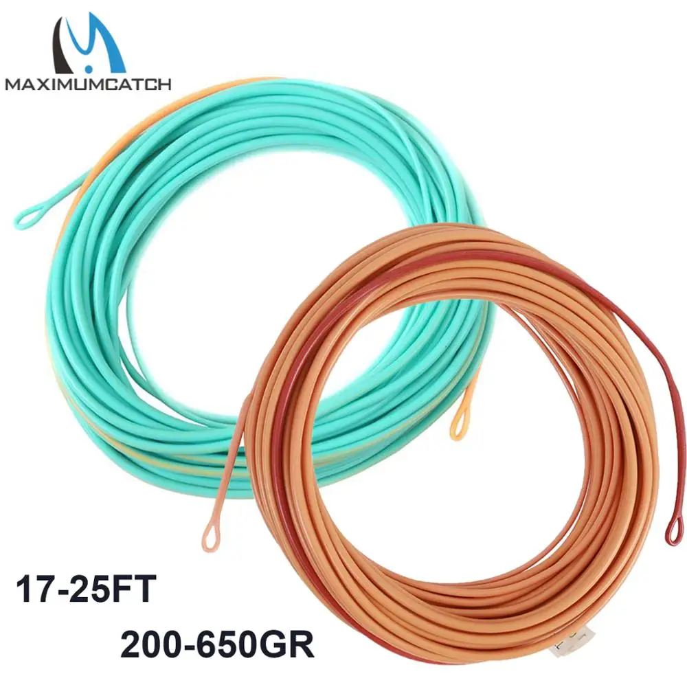 Fishing Line Fishing Tackle Maximumcatch Skagit Shooting Head 17-25FT 200-650gr Fly Line With 2 Welded Loops Double Color Floating Fly Fishing Line