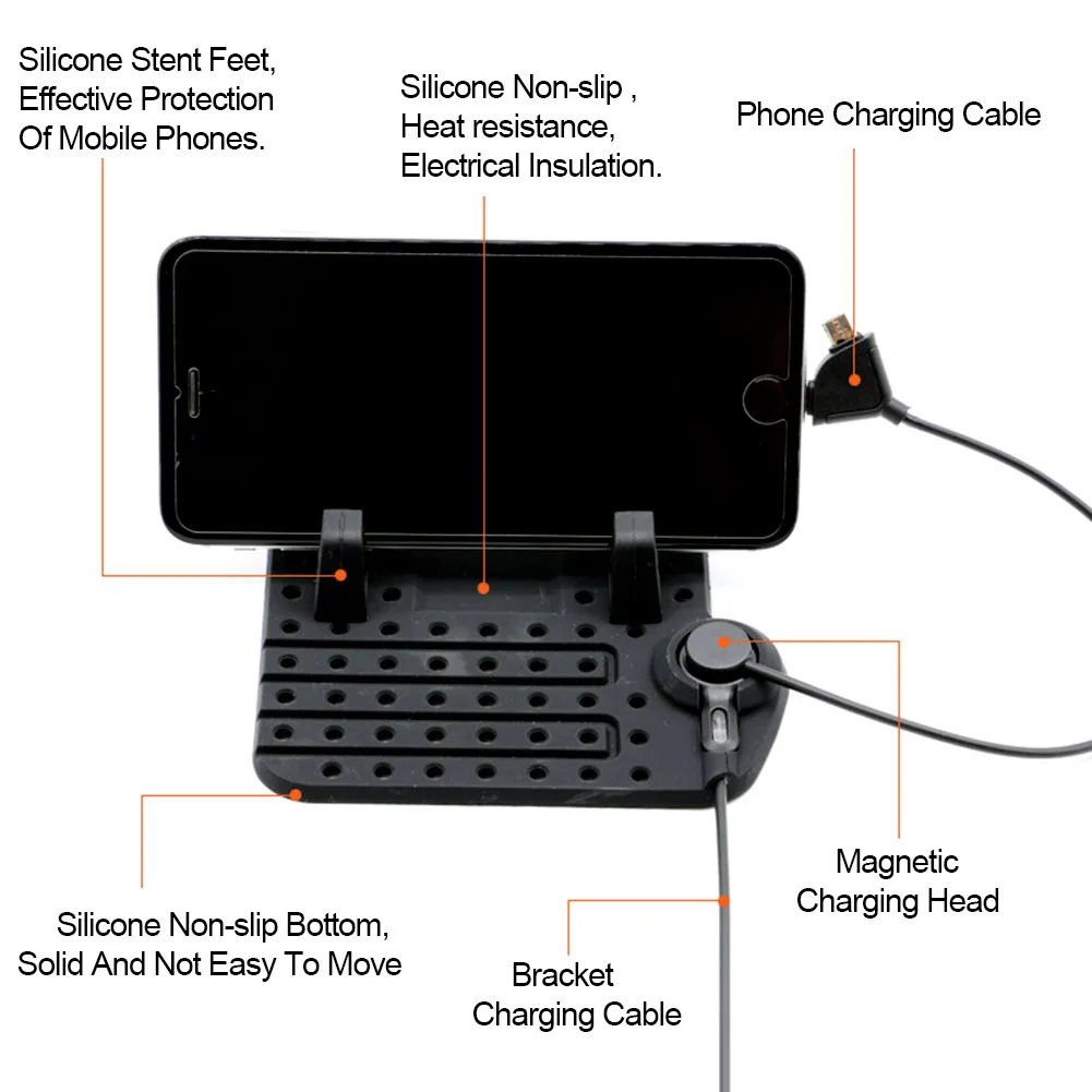 Автомобильный регулируемый кронштейн магнитный держатель для телефона gps коврик с зарядным usb-кабелем
