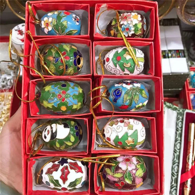 Cloisonne enamel multicolor ball Christmas decoration Chinese style features 10PCS