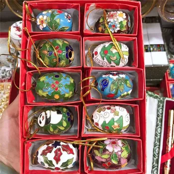 

Wholesale 10PCS cloisonne enamel multicolor ball Christmas decoration Chinese style features