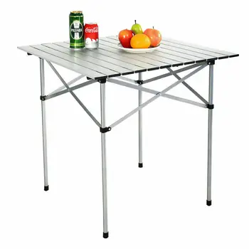 

28"x28" Roll Up Portable Folding Camping Square Aluminum Picnic Table w/Bag New