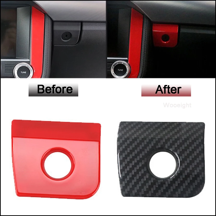 

Wooeight 1Pc Red Carbon Fiber Armrest Storage Box Switch Panel Cover Trim Frame Sticker Fit for Ford Mustang 2015 2016 2017 2018