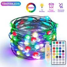 10m USB RGB LED Fairy Lights Garland Lamp Remote Control String Light Decorations for Home Bedroom Window New Year Christmas