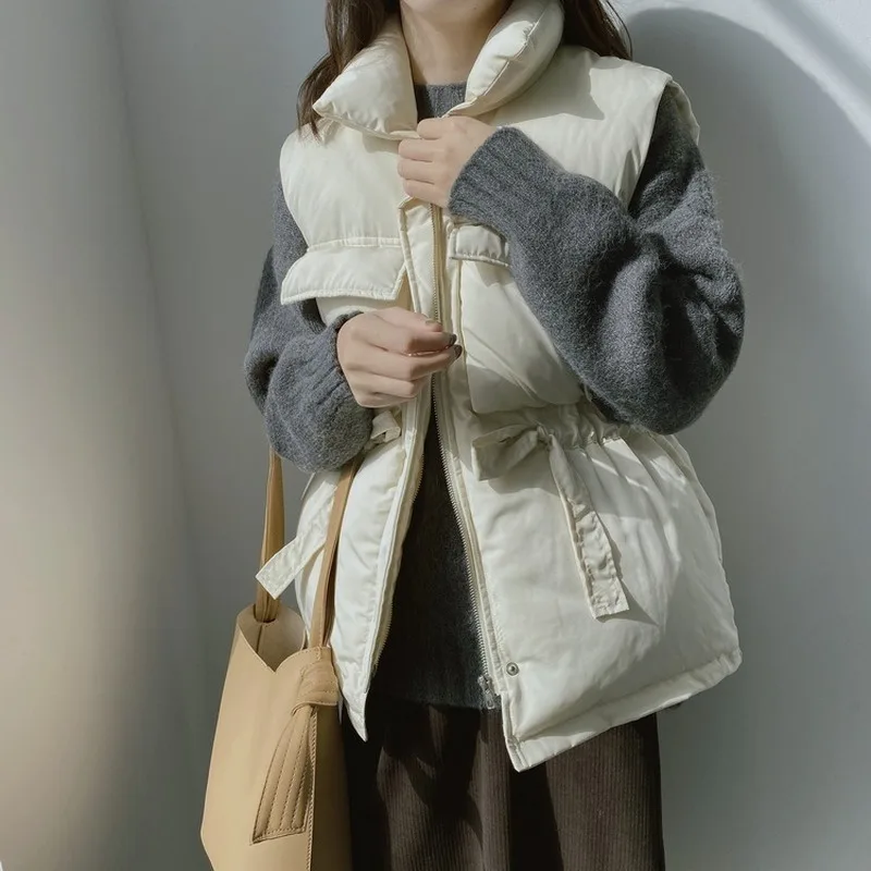 Winter Spring Warm Vest 2021 Korean Loose Coat Thickening Before Short and Long Waist Cotton Waistcoat Women Puffer Jacket