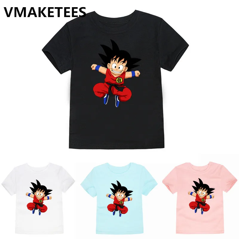 Принт с героями мультфильмов для детей ясельного возраста футболки Goku