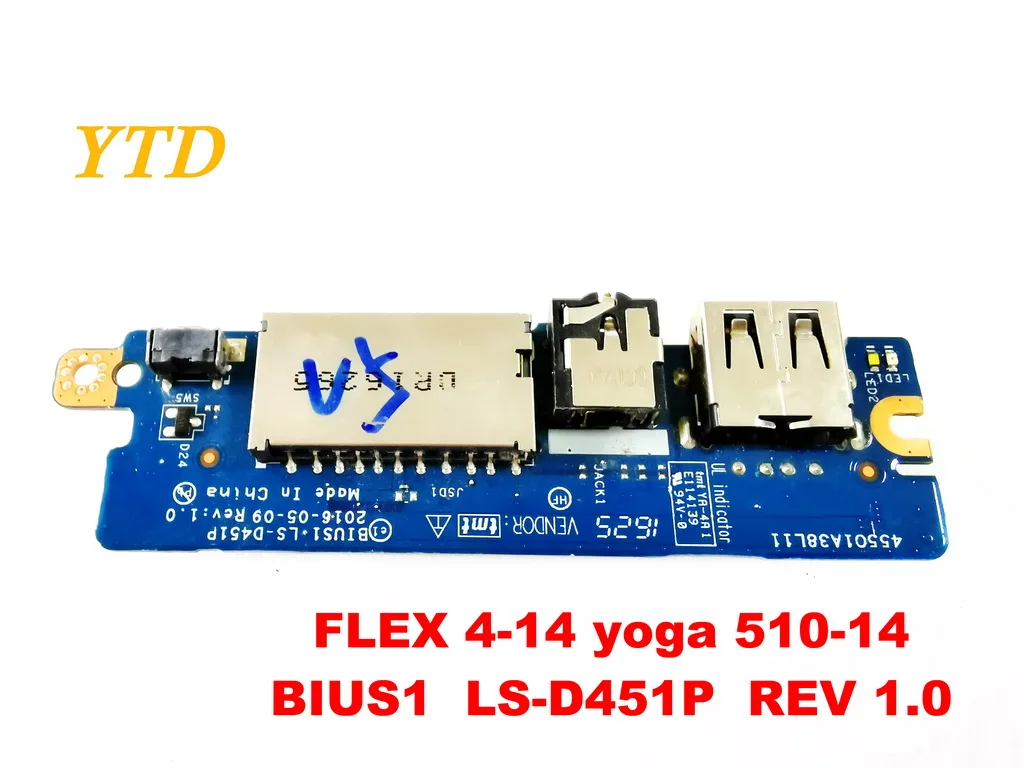 Для lenovo FLEX 4-14 yoga 510-14 звуковая плата USB плата FLEX 4-14 yoga 510-14 BIUS1 LS-D451P REV 1,0 Протестировано хорошо