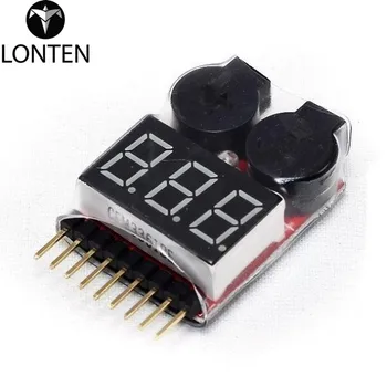 

Lonten 100PCS 1-8S Li-ion Fe Battery Voltage 2IN1 Indicator Tester Low Voltage Buzzer Alarm For RC Car Boat LED 3.7-30V Dual Sp