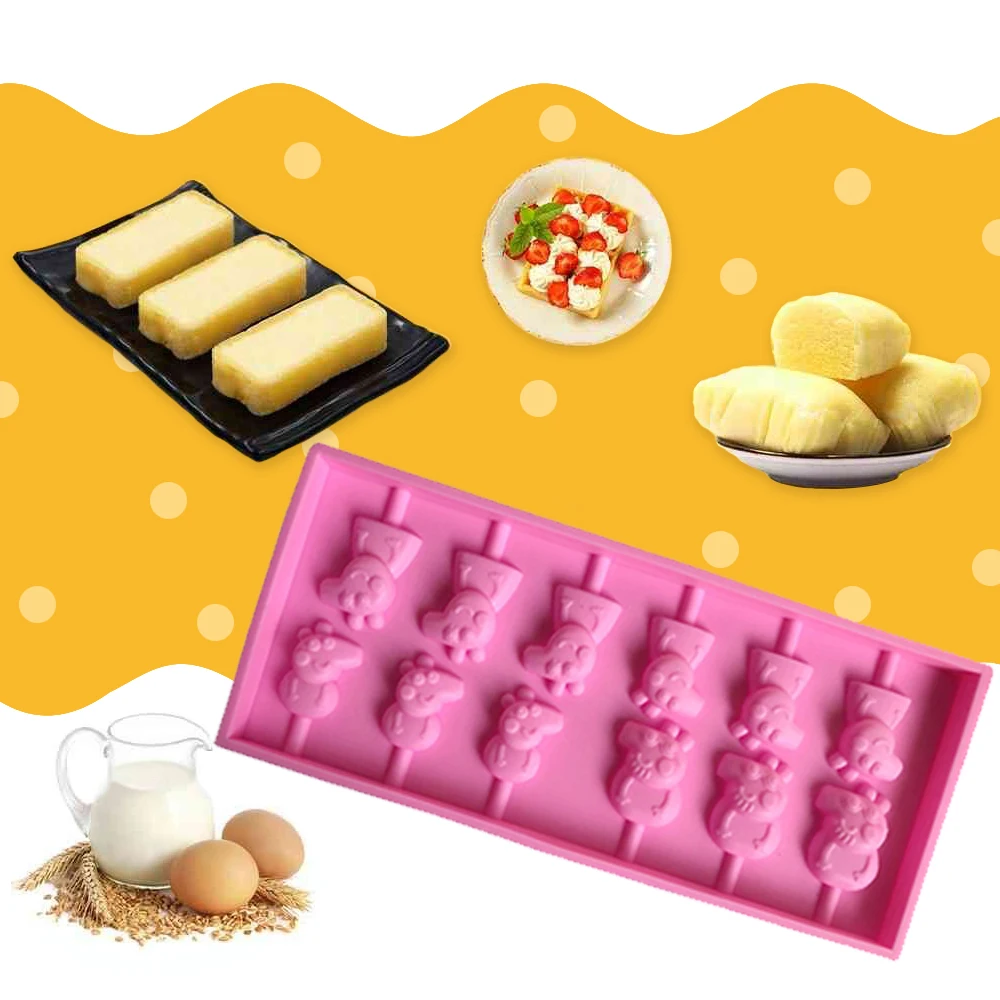 

Lovely little pig family silicone chocolate mold, silicone lollipop mold cake tools Kitchen supplies Baking mold