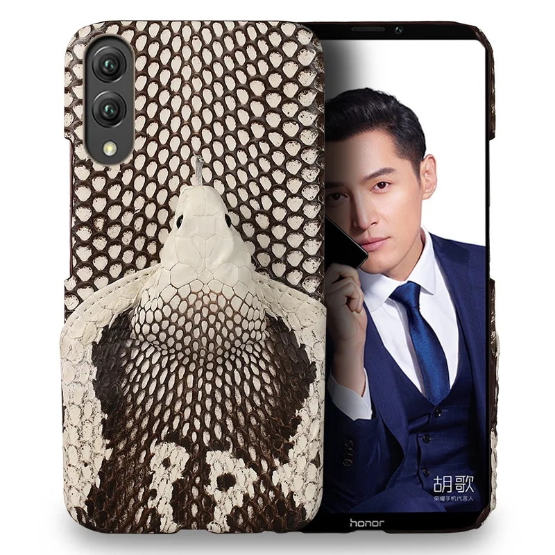 

Genuine Leather 3D Snake head phone case for Huawei honor 20 20pro 9X 8X Nova 5 Nova 3 back cover for Huawei Y9 2019 y7 P SMART
